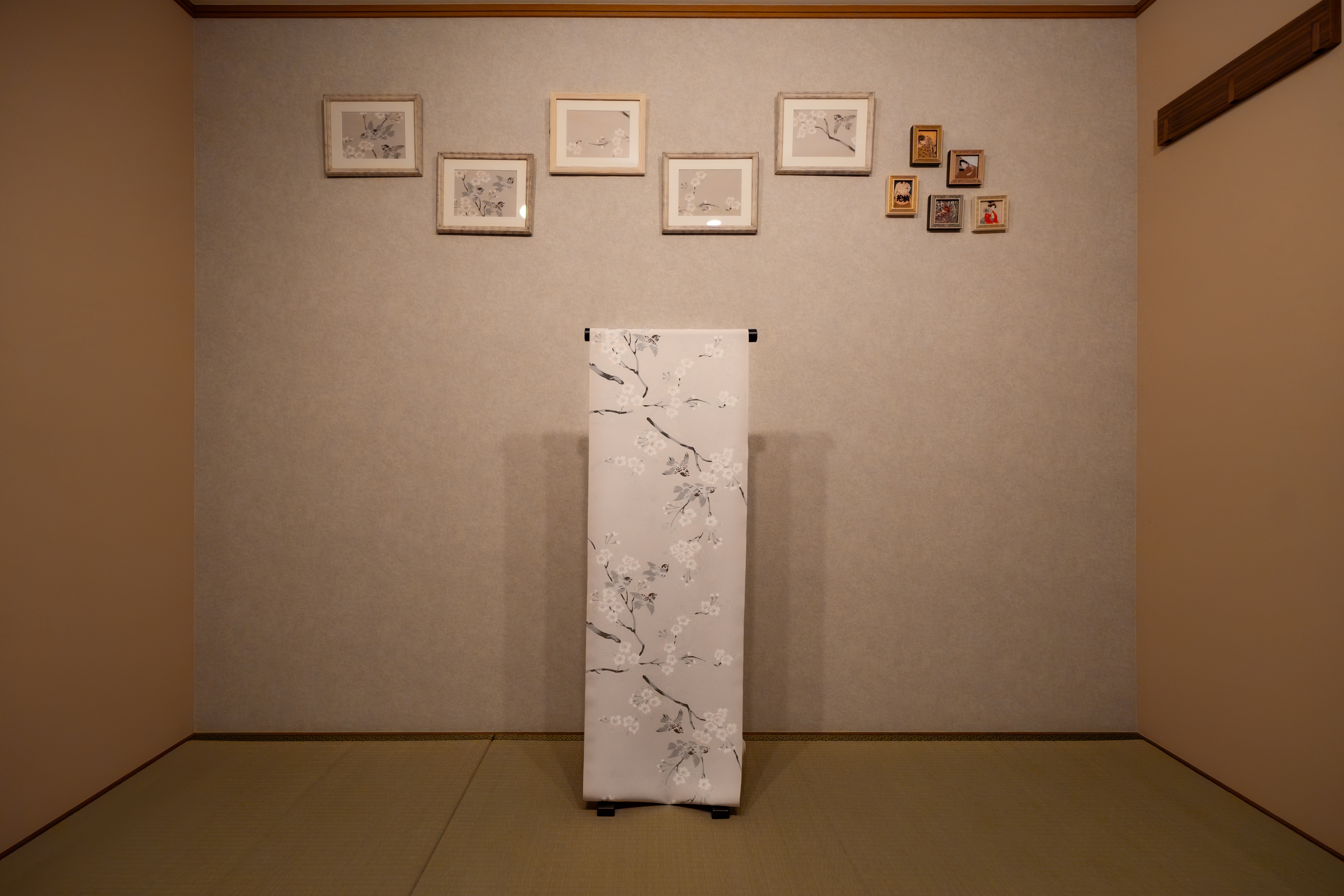 Original Taisho Yuzen kimono fabric on display